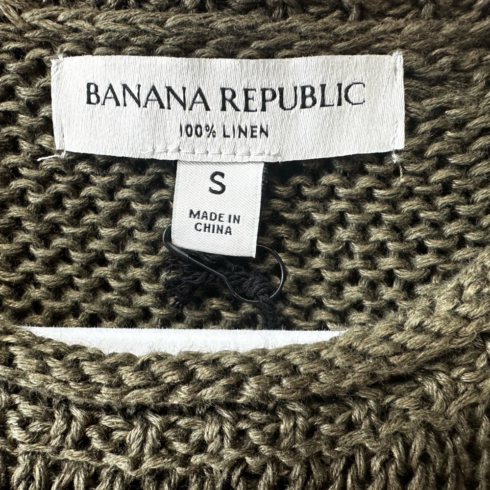 Banana Republic Olive 100% linen Knit Short Sleeve Top NWT - Picture 3 of 5